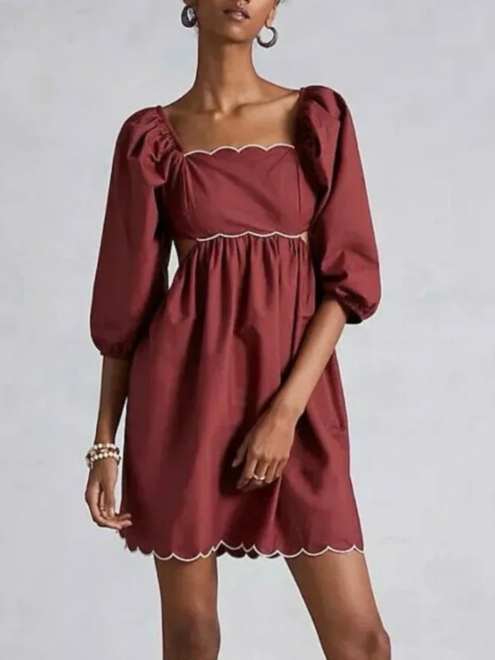 Anthropologie Forever That Girl Scalloped Mini Dress - Picture 2 of 9